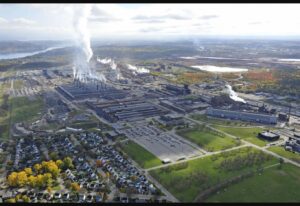 Aerial view of the AP60 aluminum smelter in Jonquière, Quebec